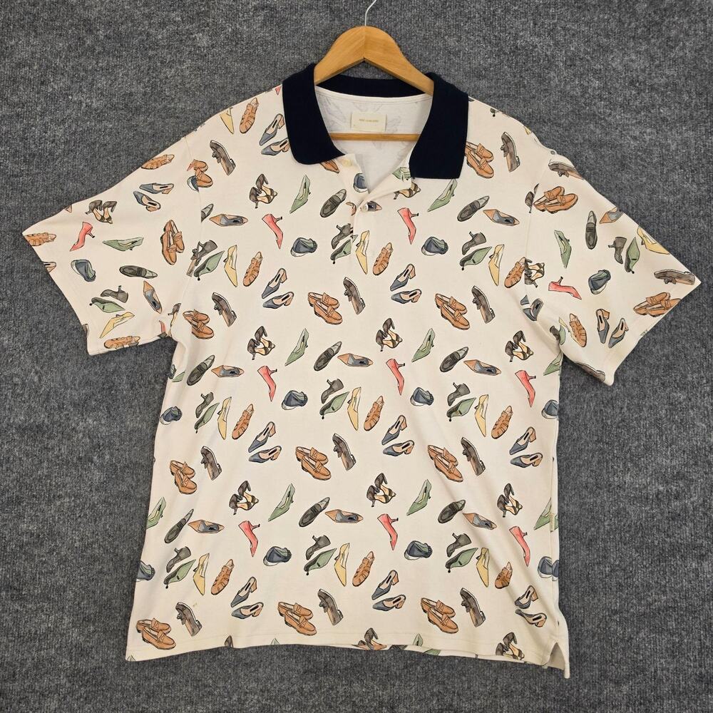 Aime Leon Dore Polo Men Large Pique Printed in Pristine Cotton Jersey Fun Casual